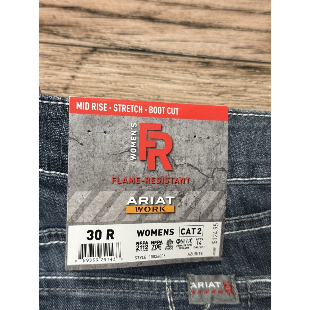 Ariat FR Jeans Womens 30 R Blue Flame Resistant Stretch DuraLight Ella NWT - Picture 4 of 6